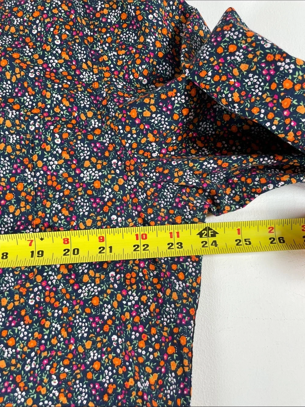 J. Crew Navy Floral L/S Button-Down Shirt with Orange, White and Pink Blooms XL